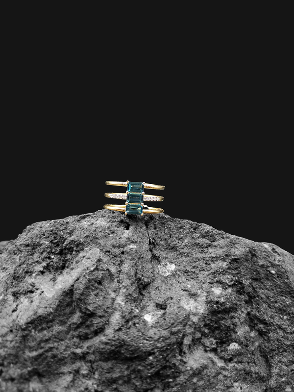 Anillo de topacios London Blue